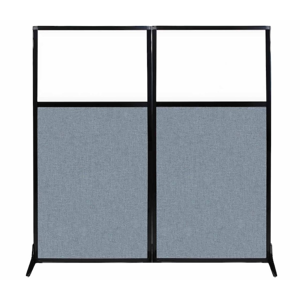 Versare Work Station Screen 66" x 70" Powder Blue Fabric With Clear Window 1840204 - main